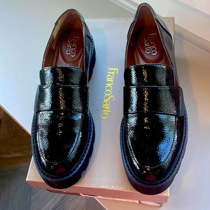 Franco Sarto new in box Brindy black platform loafers not worn S 7.5